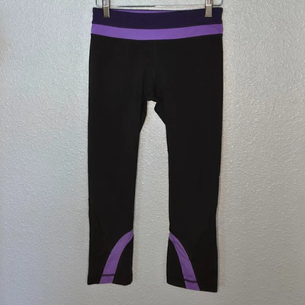 Lululemon Run: Inspire Crop II - 6 Persian Purple / Heathered Dark Black / Black